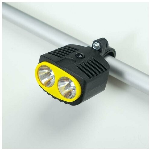 фото Фонарь велосипедный, 3 вт, 2 led, 100 лм, 1 режим, 3 ааа, 6 х 5 см, китай