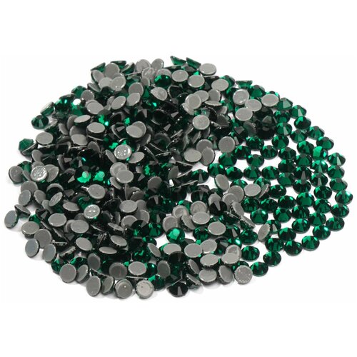 Стразы из хрустального стекла, горячей фиксации, цвет Emerald (зеленый) SS16, диаметр 4 мм, 1440 шт, Корея