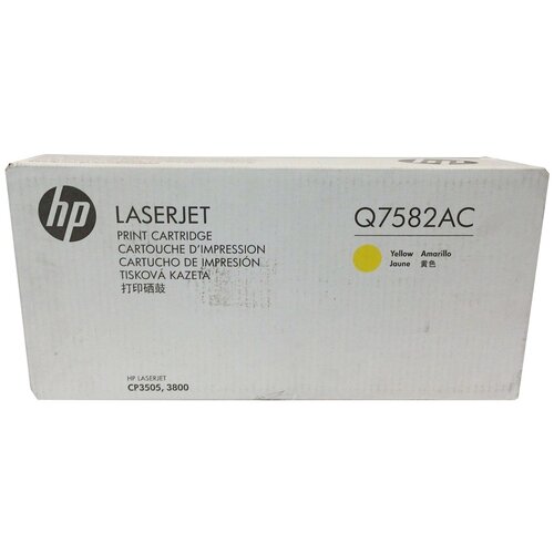 Картридж HP Q7582AC, 6000 стр, желтый картридж sakura q7581a для hpcolor laserjet 3800 3800n 3800dn 3800dtn cp3505n cp3505dn cp3505x синий 6000 к