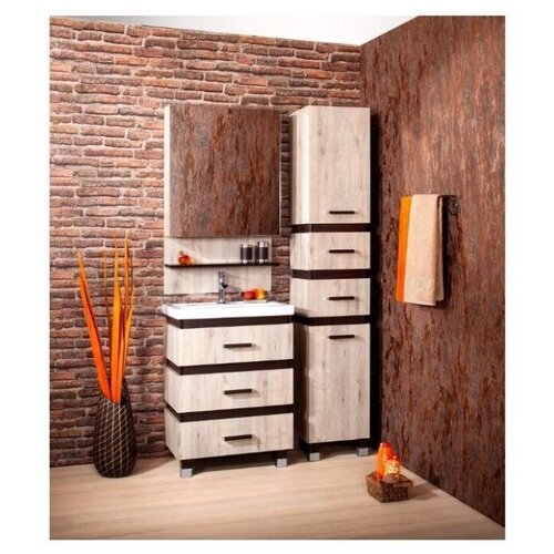 фото Тумба с раковиной для ванной техас 60 дуб кантри/венге бриклаер