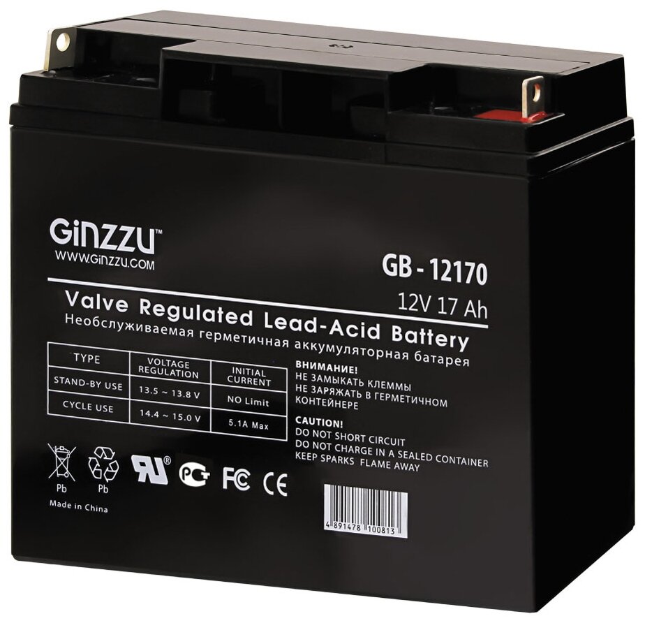 Аккумуляторная батарея GiNZZU GB-12170 12V-17Ah