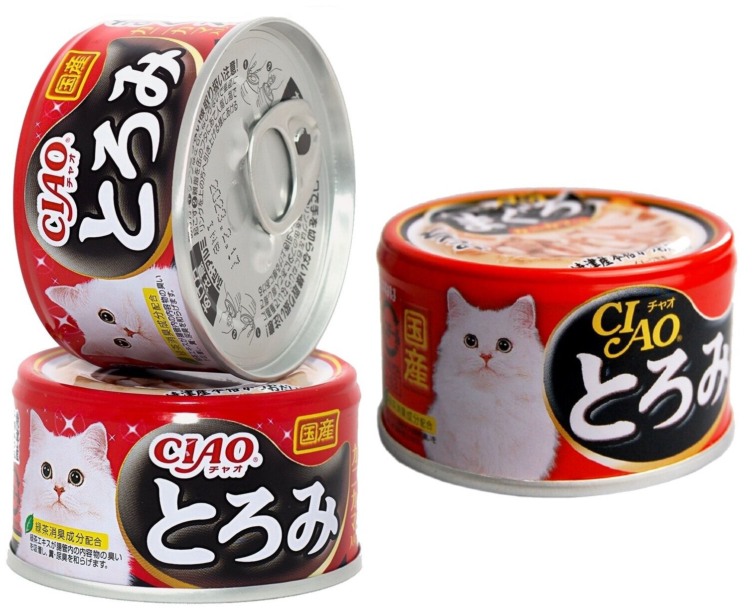 Japan Premium Pet CIAO Консервы для кошек с Тунцом, Крабом и Куриным филе 80 гр x 3 шт. - фотография № 1