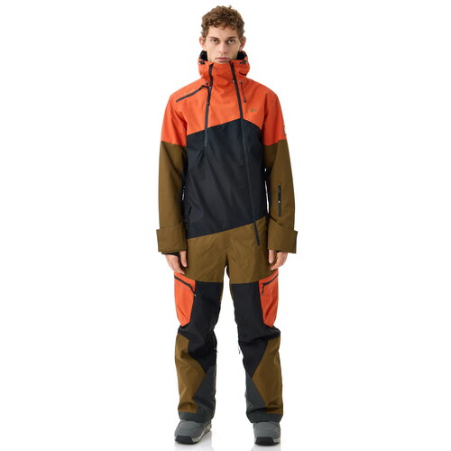 Комбинезон Rehall для сноубординга, капюшон, карманы, водонепроницаемый, мембранный, манжеты, вентиляция, карман для ски-пасса, размер L, красный, коричневый