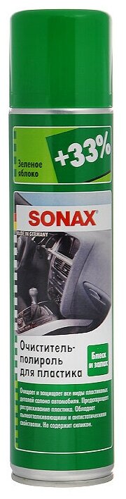 SONAX Очиститель-полироль для пластика салона автомобиля 344300 Зеленое яблоко, 0.4 л