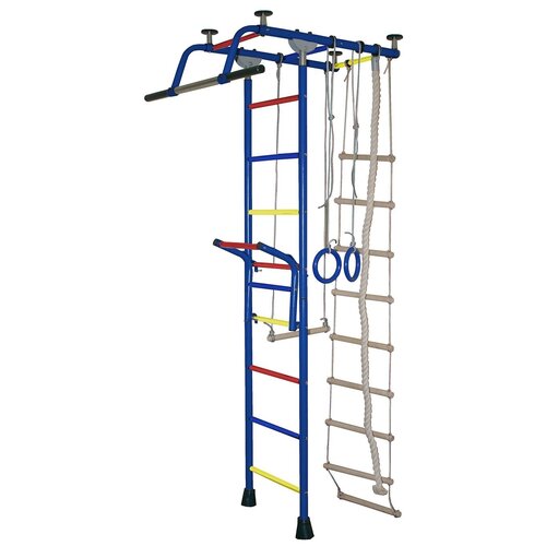 Спортивный комплекс Крепыш Т-образный с навесным турником, Синий/ПВХ/Разноцветные