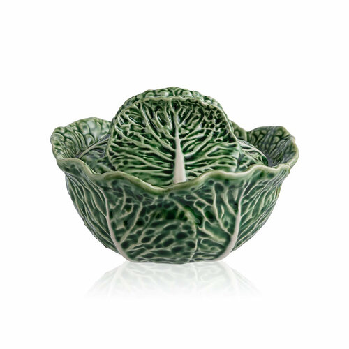Бульонница Bordallo Pinheiro Капуста, с крышкой, керамическая, d 15,3 см