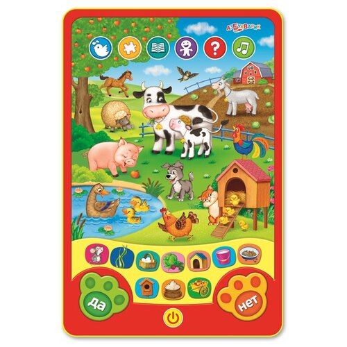 Интерактивная игрушка Азбукварик Планшет Веселые игры на ферме красный/желтый