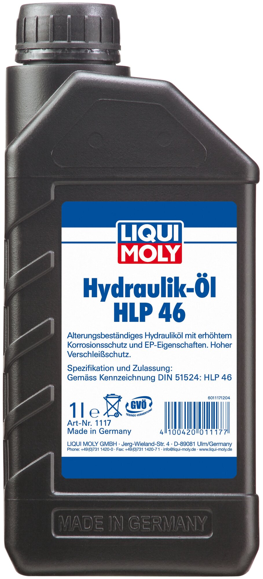 Жидкость гидравлическая мин. iso vg 46 hydraulikoil hlp 46 (1l), liqui moly, 1117