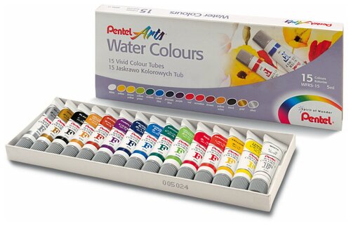 Pentel Акварель Arts Water Colours (WFRS-15), 5 мл, 15 цв.