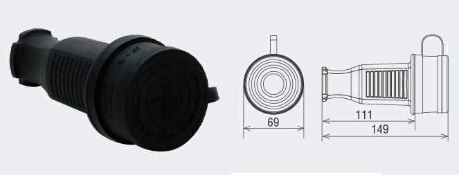 Разъем с заглушкой каучук 3Р+РЕ 32А 380В IP44 TDM