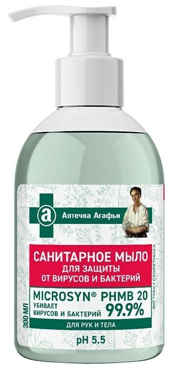 Рецепты бабушки Агафьи Мыло жидкое Аптечка Агафьи Санитарное с экстрактом столетника травяной, 300 мл, 354 г