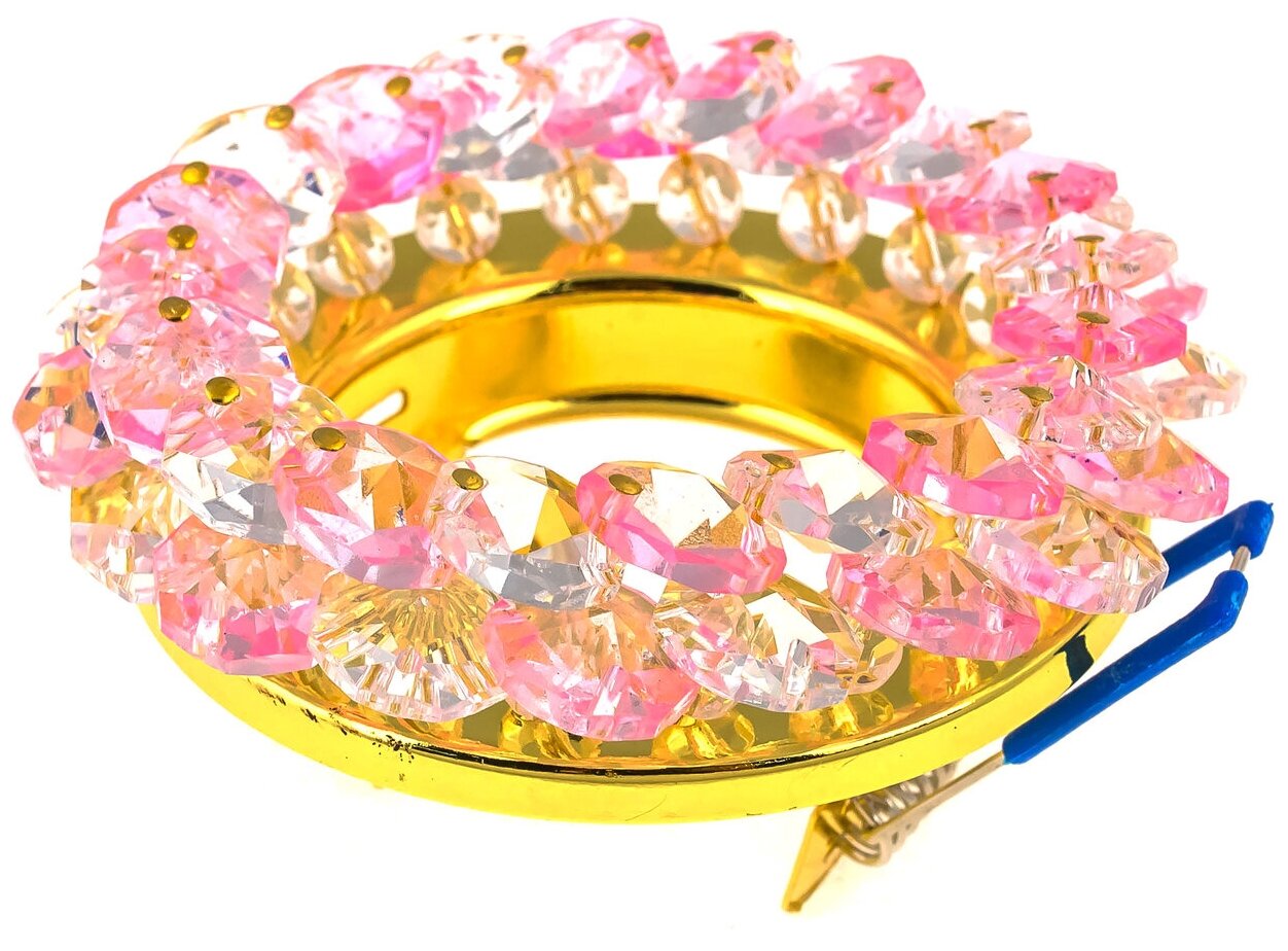 Светильник Ambrella light K206 PI/G, золото/розовый, GU5.3, 50 Вт, цвет арматуры: золотой, цвет плафона: бесцветный