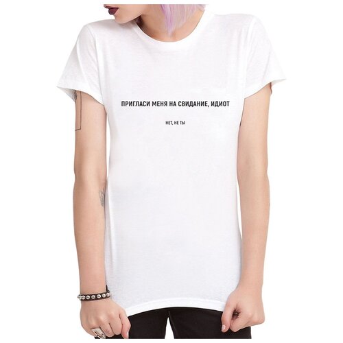 фото Футболка dream shirts пригласи меня на свидание идиот женская xs белая