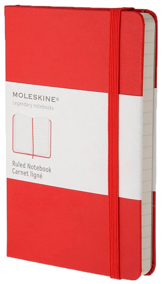 Блокнот Moleskine CLASSIC MM710R Pocket 90x140мм 192стр. линейка твердая обложка красный