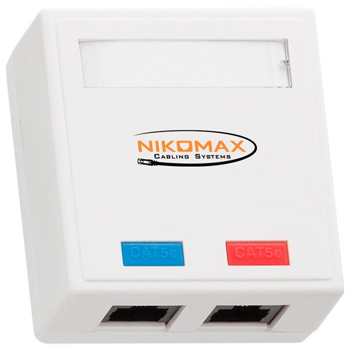 Розетка 5 CAT RJ-45 NIKOMAX NMC-WO2UD2-WT кат.5e, RJ45/8P8C, 2 порта (UTP) на печатной плате