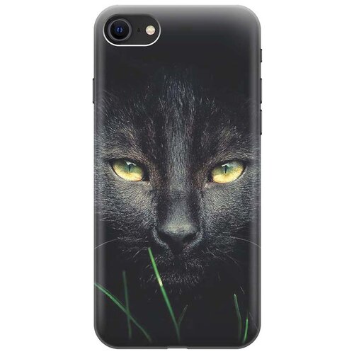 фото Ультратонкий силиконовый чехол-накладка для apple iphone 7 / 8 / se (2020) с принтом "кошка в темноте" gosso