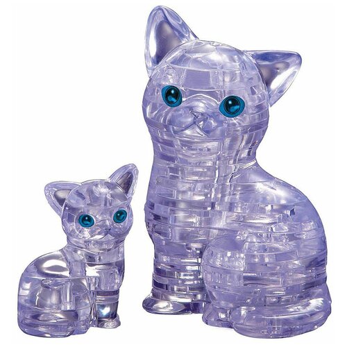 3D-пазл Crystal Puzzle Серебристая кошка с котенком (90126), 49 дет.
