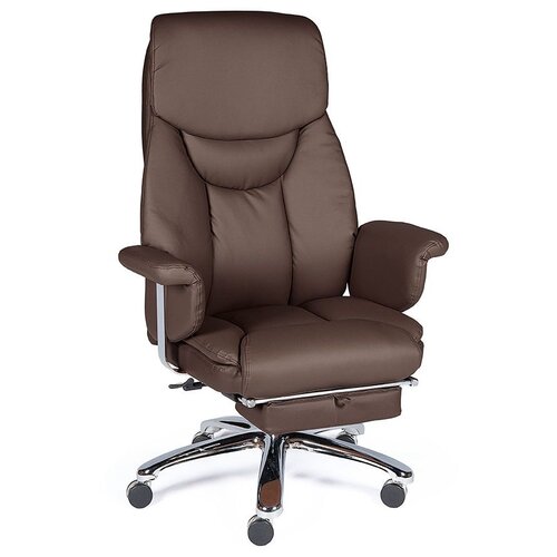 фото Кресло norden парламент, (brown) сталь + хром, темно-коричневая экокожа, премиальная (h-2021-322) norden chairs