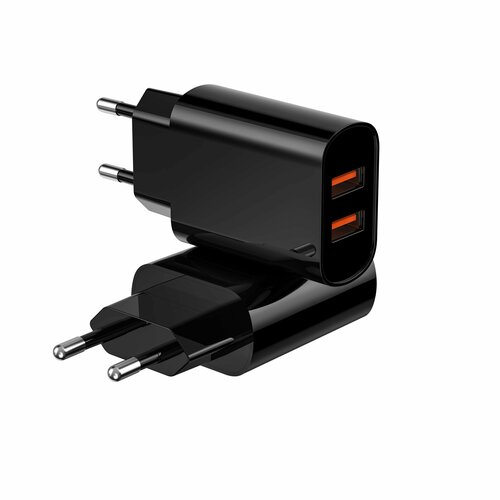 Сетевое зарядное устройство Wiwu QUICK Dual USB-A WI-U003 black сетевое зарядное устройством wiwu wi u002 белый с кабелем в комплекте