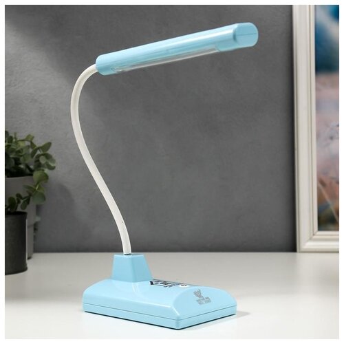 фото Лампа настольная risalux 16*led, 2 вт, 2 режима, usb, акб, синяя, 9*12*46 см