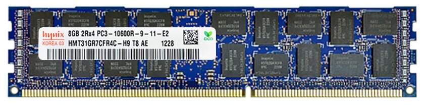 Серверная оперативная память DIMM DDR3 8192Mb, 1333Mhz Hynix ECC REG CL9 1.5V (HMT31GR7CFR4C-H9)