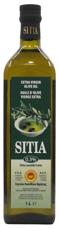 Оливковое масло Sitia PDO, Extra Virgin, нерафинированное, кислотность 0,3%, 1 литр , Греция — фото 1