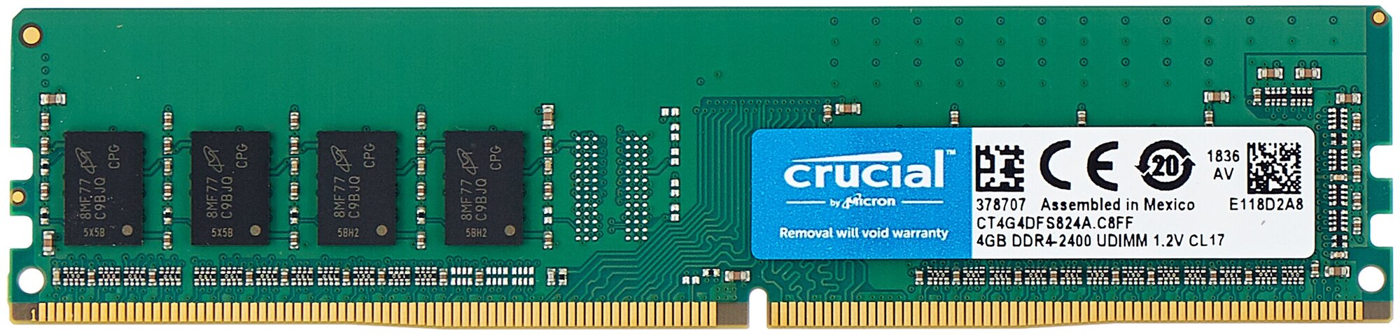 Оперативная память Crucial 4 ГБ DDR4 2400 МГц CL17 (CT4G4DFS824A)