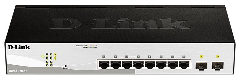 Коммутатор D-LINK DGS-1210-10/F1A управляемый 8 портов 10/100/1000Mbps