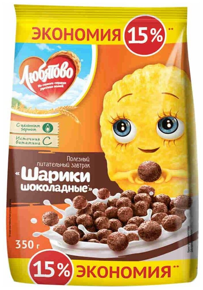 Готовый завтрак Любятово Шарики шоколадные, 500 г — купить в интернет ...