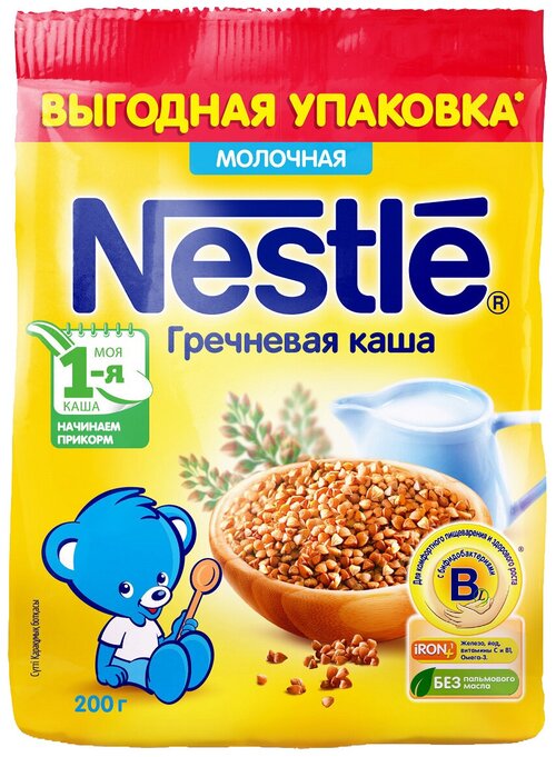 Каша Nestlé молочная гречневая, с 4 месяцев, 200 г