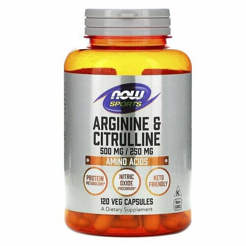 Смесь аминокислот аргинина и цитруллина (Arginine 500 mg & Citrulline 250 mg), 120 растительных капсул geon aakg citrulline 90 капсул