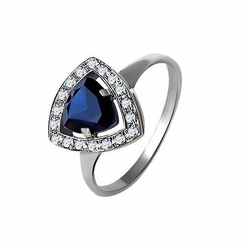 фото Кольцо яхонт серебро, 925 проба, фианит, сапфир синтетический, размер 17 яхонт ювелирный