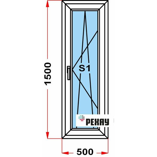 Окно из профиля РЕХАУ GRAZIO (1500 x 500) , с поворотно-откидной створкой, 3 стекла окно из профиля рехау grazio 70 мм в1200 x ш1200 38 с поворотной и поворотно откидной створкой 3 стекла