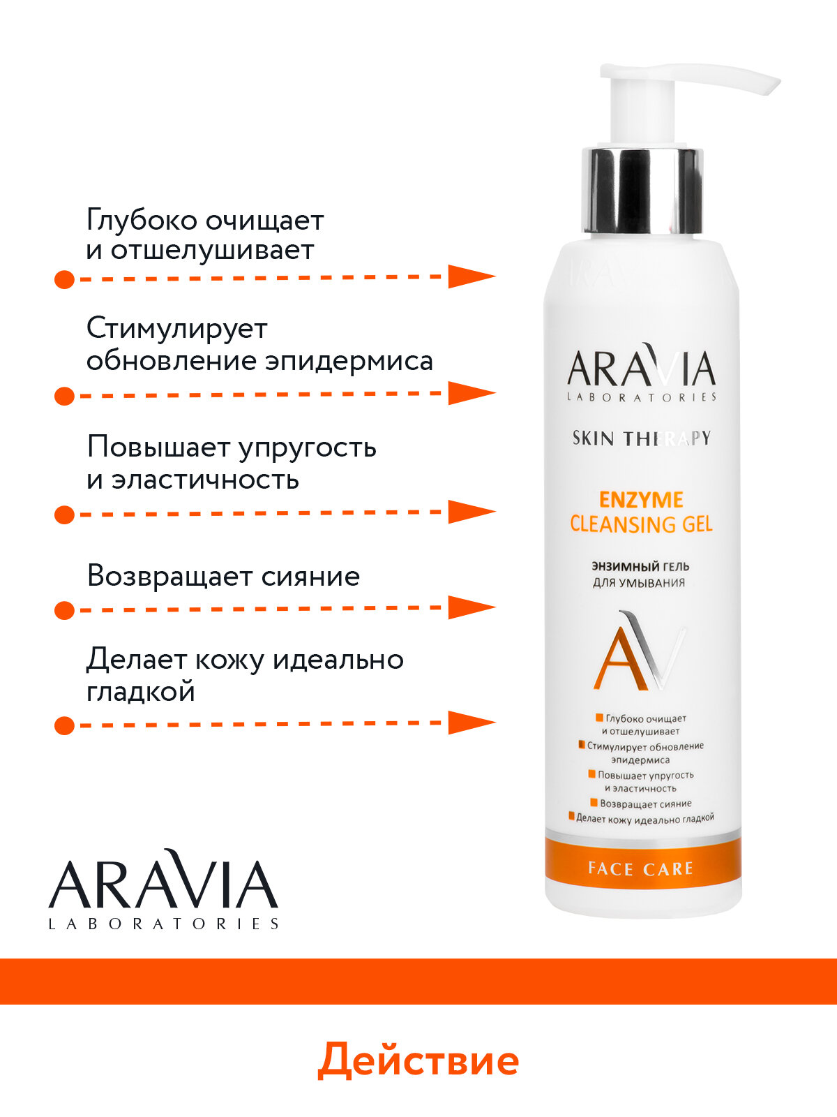 ARAVIA Гель для умывания энзимный Enzyme Cleansing Gel, 200 мл