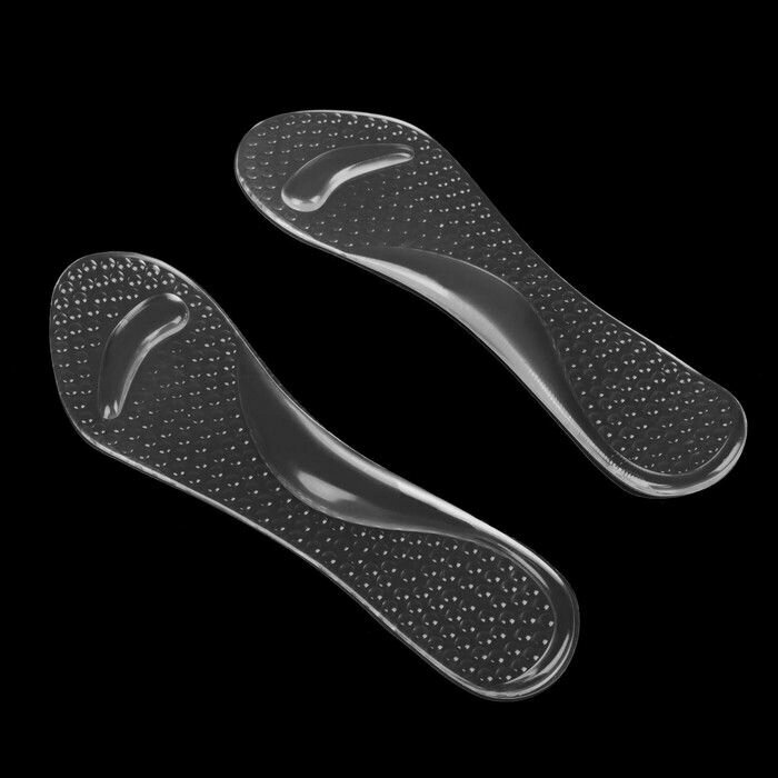 фото Полустельки для обуви, с супинатором, амортизирующие, массажные, на клеевой основе, силиконовые, 20,5 х 7,5 см, пара, цвет прозрачный