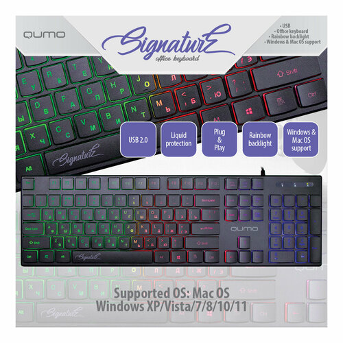 Клавиатура Qumo Signature К69 проводная 104 низкопрофильные клавиши и радужная подсветка 94900₽