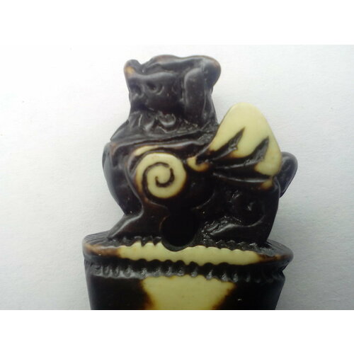 фото Подвеска, пластик, искусственный камень, полимерная глина, коричневый, желтый россия