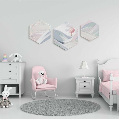 Модульные картины для интерьера на стену шестиугольная Cotton candy sky CANVAS