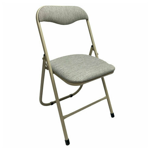 Стул складной для дома и офиса РС04, бежевый перламутровый каркас, рогожка бежевая