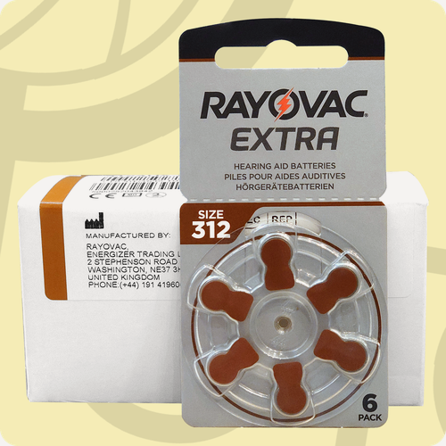 Изображение товара Rayovac 312 Коричневый (ZA312) Extra | 1,45 вольт Воздушно-цинковые Батарейки для слуховых аппаратов - 60шт.