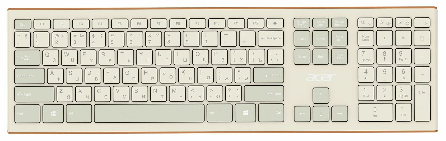 Клавиатура + мышь Acer OCC200 клав: бежевый мышь: бежевый USB беспроводная slim Multimedia — фото 1
