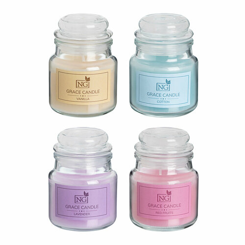NEW GALAXY Cвеча ароматизированная Grace Candle 80 гр ваниль хлопок лаванда красные фрукты в ассортименте 348₽
