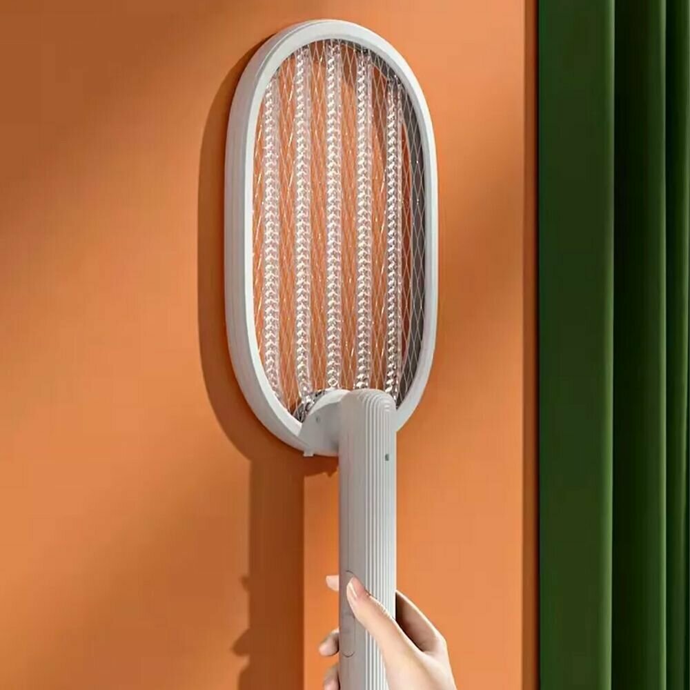 Изображение Ракетка электрическая от летающих насекомых HX-27 складная, встроенный АКБ (белая)