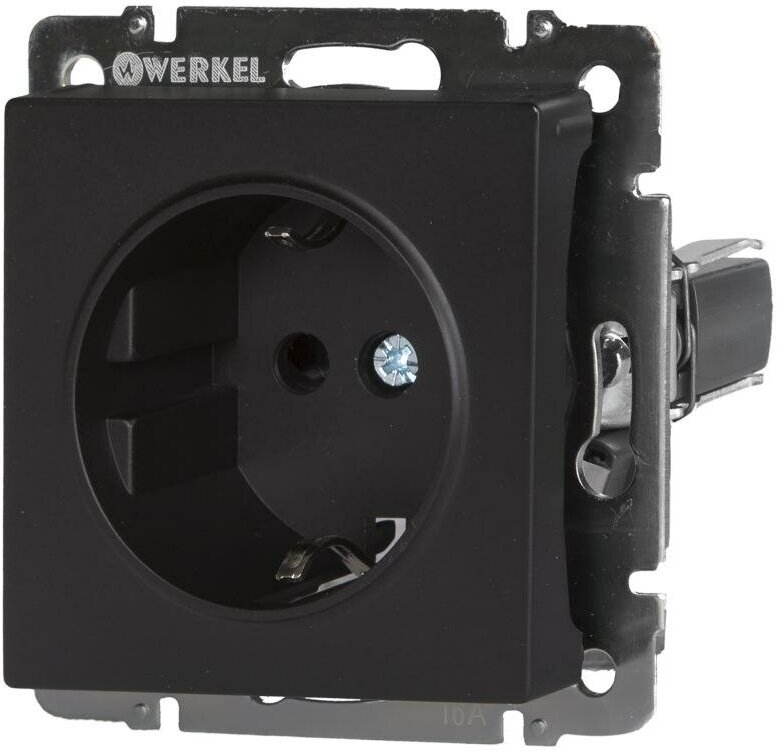 Розетка с заземлением Werkel (Черный матовый) — фото 1