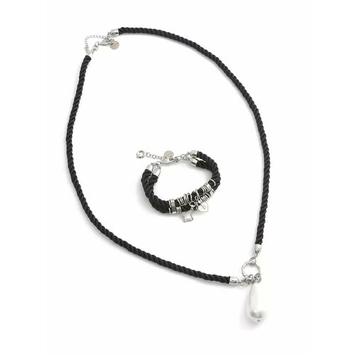 Комплект бижутерии MOLODYH, размер браслета 19 см, черный/серебристый