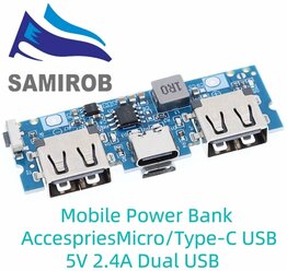 LAUBEI Платы зарядного устройства для литиевых батарей 18650, 5V 2.4A Blue