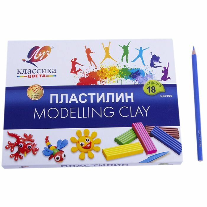 Пластилин для лепки и моделирования, для школы и детского сала 18 цветов "Классика" — фото 1