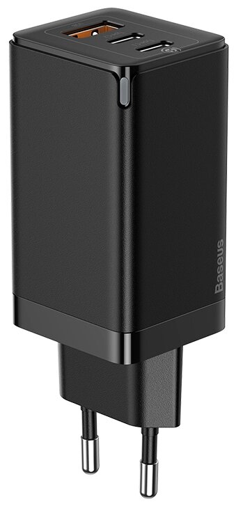 Зарядное устройство Baseus GaN2 Pro Quick Charger 2C+U 65W + кабель Type-C to Type-C 5A 1m, черный, CCGAN2P-B01