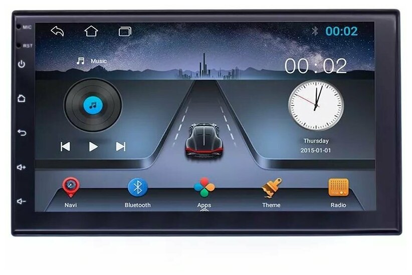 Автомагнитола универсальная на авто 2DIN Caraudio CRD-7001A Android 11 сенсорный экран 7 дюймов 2+32Gb Bluetooth AUX USB Wi-Fi GPS навигатор.