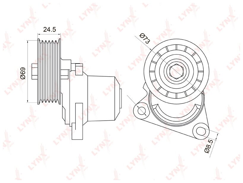 Ролик натяжной приводного ремня LYNXauto PT-3026